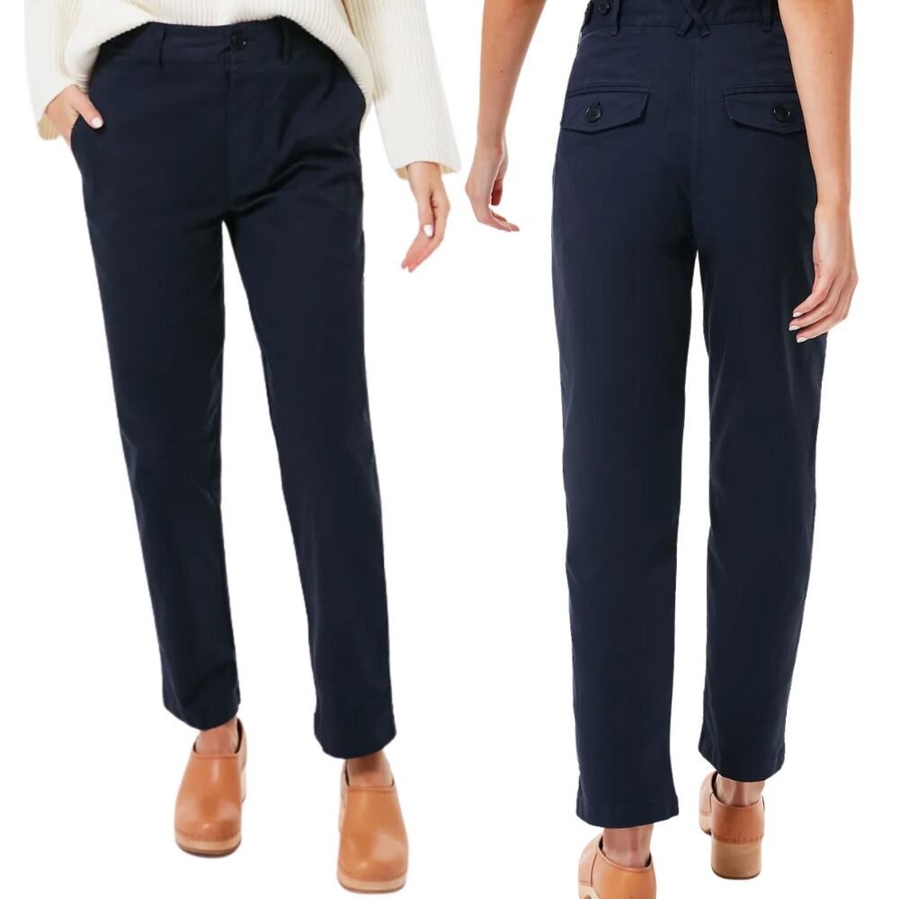 Alex Mill Boyish Chino Pants NEW Navy Blue High Rise Cotton Relaxed Size 12 - Picture 1 of 8